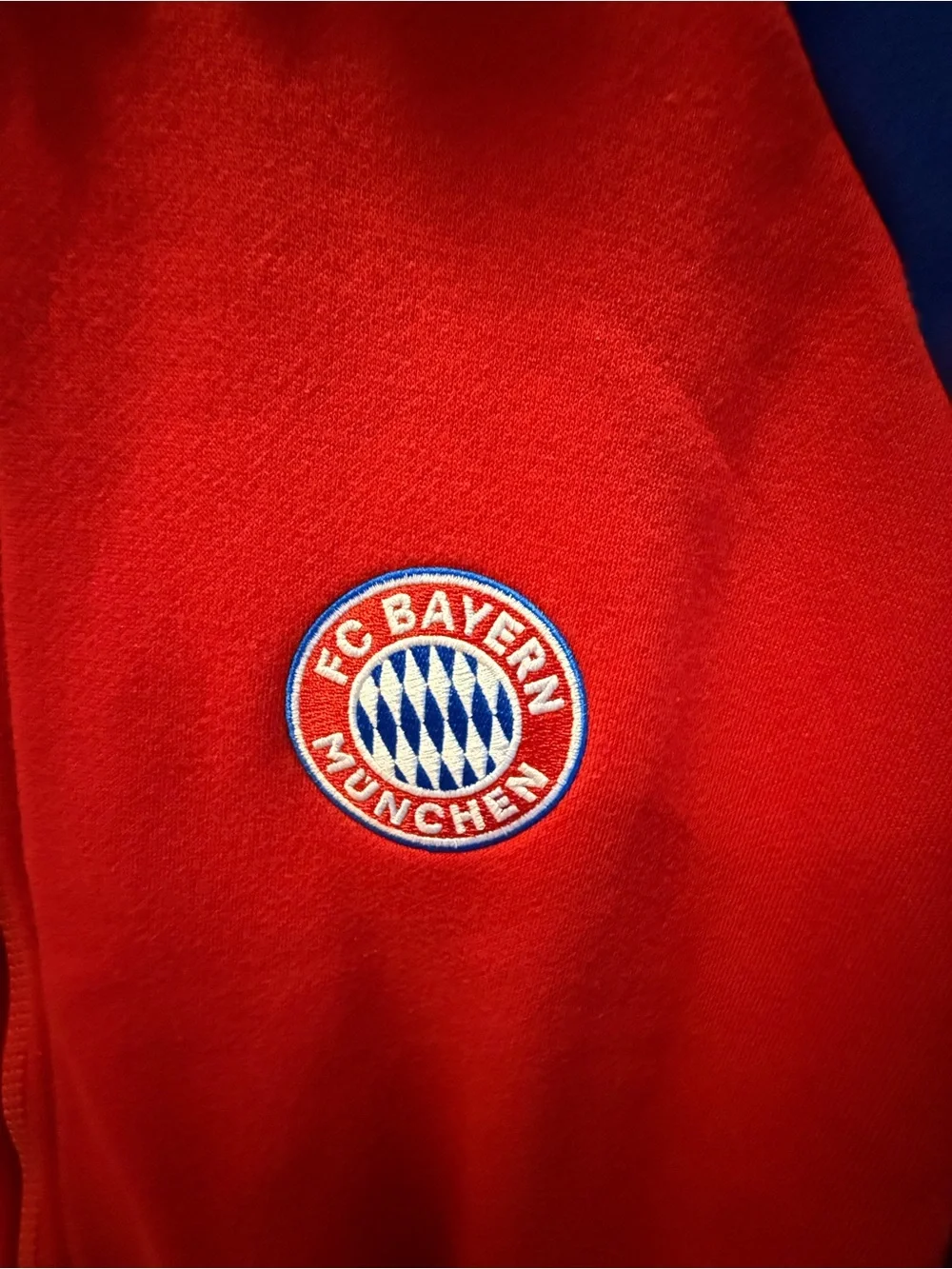 adidas FC Bayern Munchen Red Blue Bomber Track Jacket Three Stripes Men Size XL